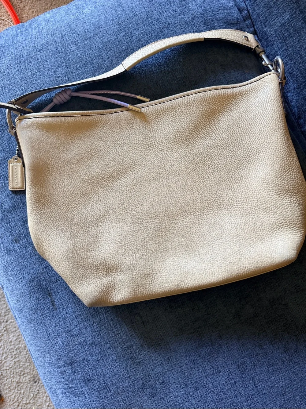 Coach Hampton F13084 Cream Pebbled Leather Carryall Bag